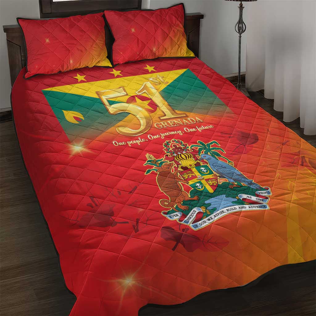 Happy 51st Independence Day Grenada Quilt Bed Set One People One Journey One Future