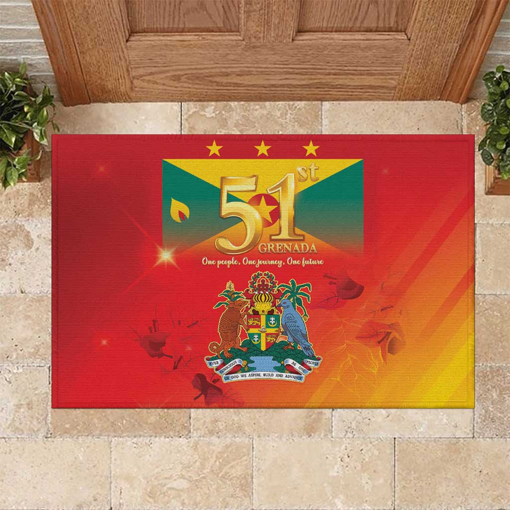 Happy 51st Independence Day Grenada Rubber Doormat One People One Journey One Future