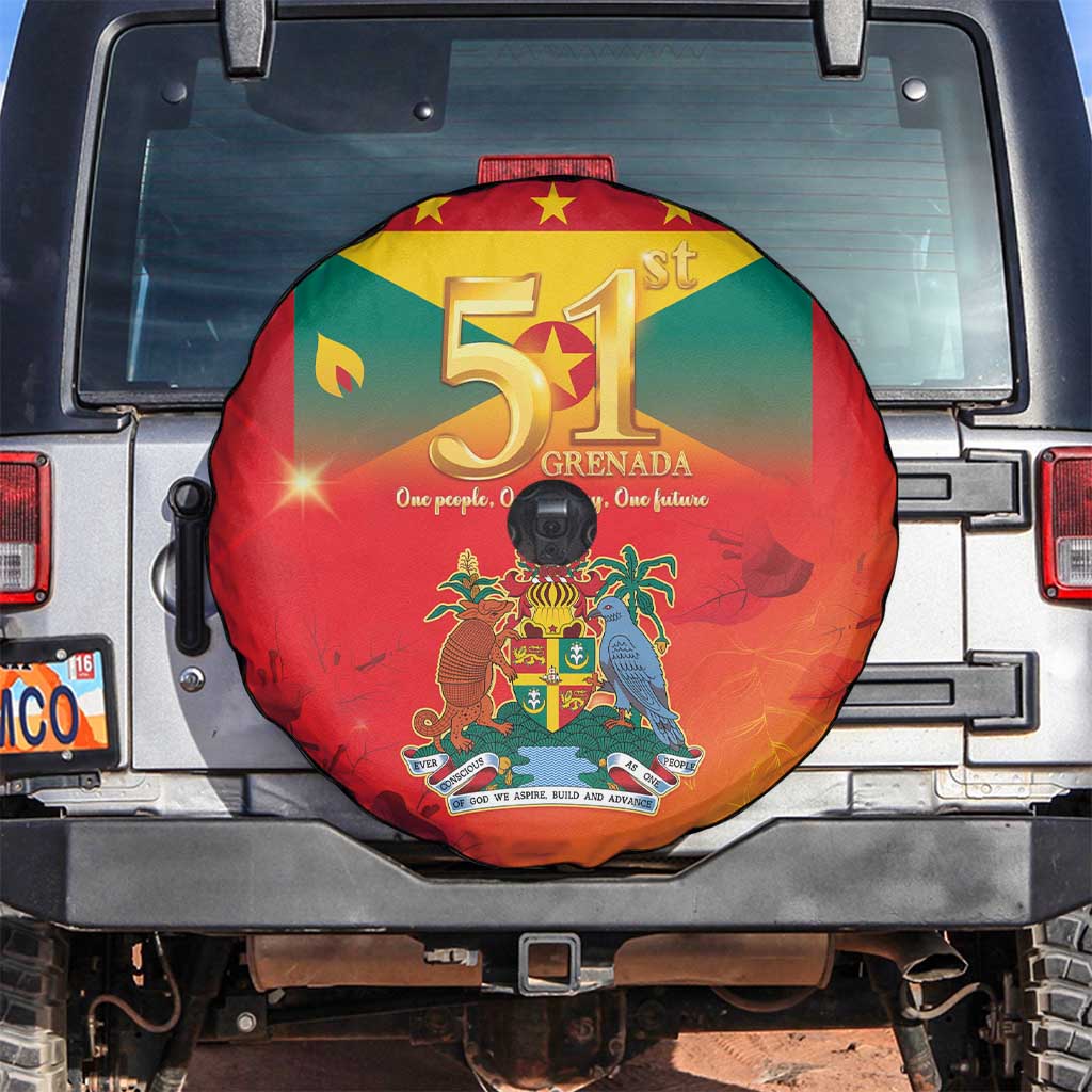 Happy 51st Independence Day Grenada Spare Tire Cover One People One Journey One Future