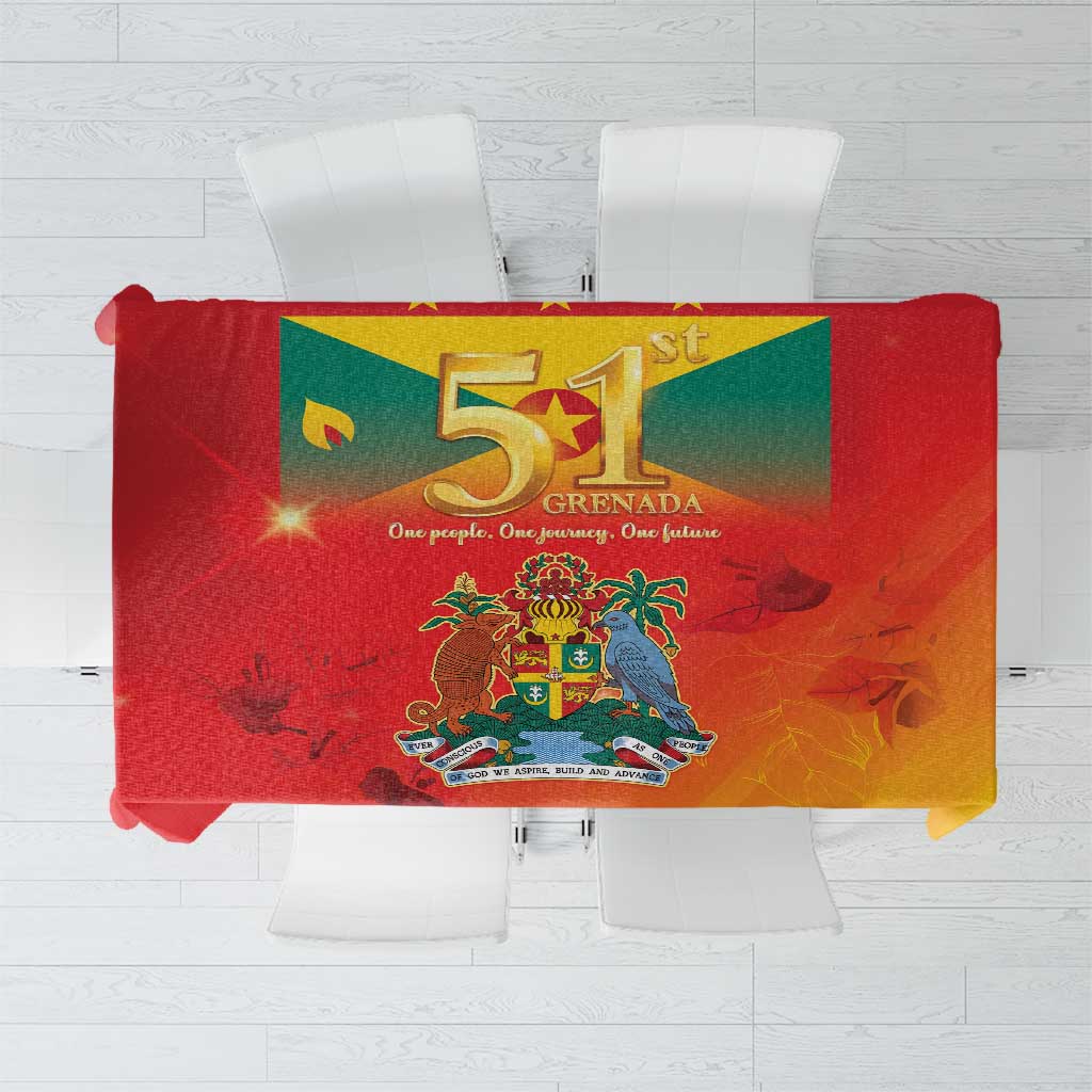 Happy 51st Independence Day Grenada Tablecloth One People One Journey One Future