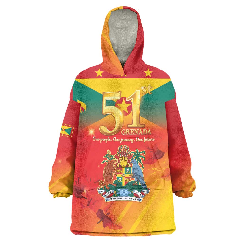 Happy 51st Independence Day Grenada Wearable Blanket Hoodie One People One Journey One Future