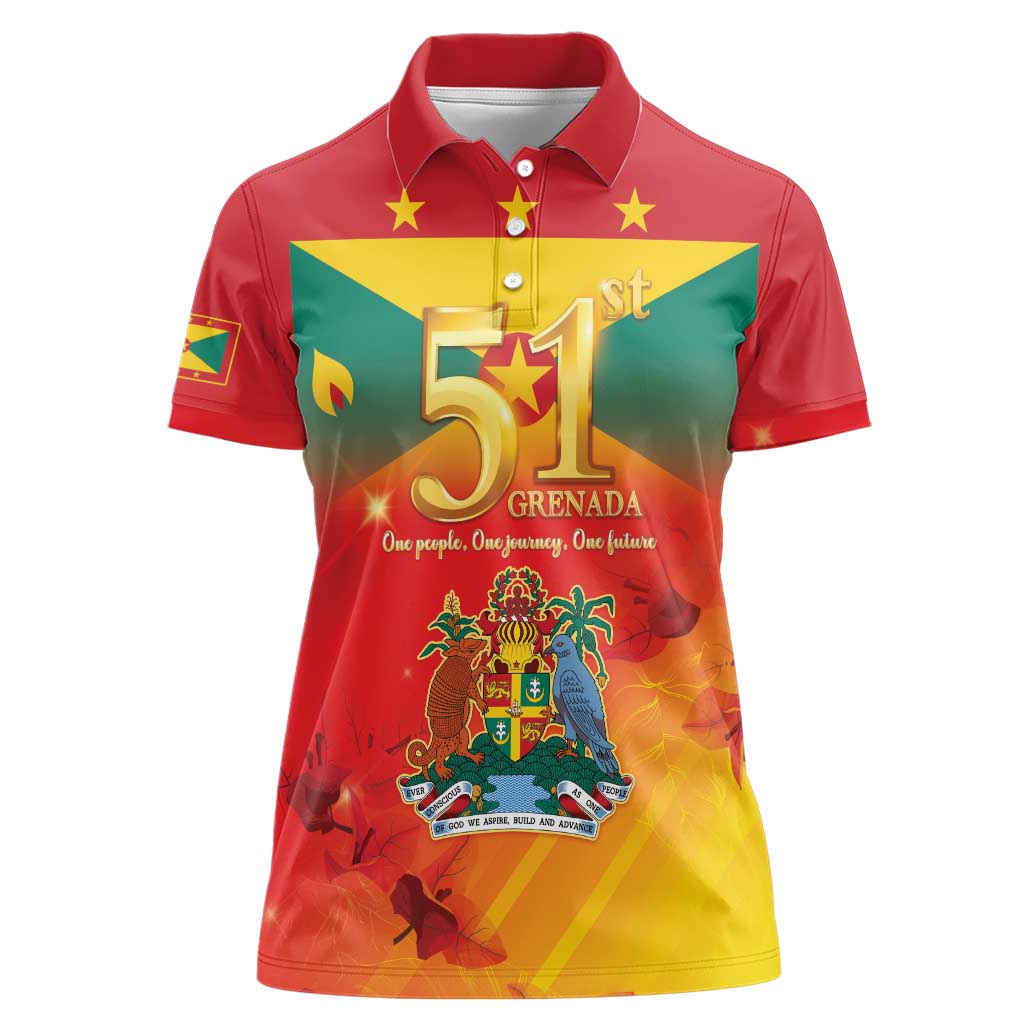 Happy 51st Independence Day Grenada Women Polo Shirt One People One Journey One Future