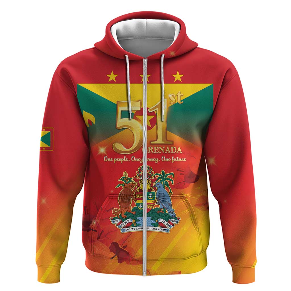 Happy 51st Independence Day Grenada Zip Hoodie One People One Journey One Future