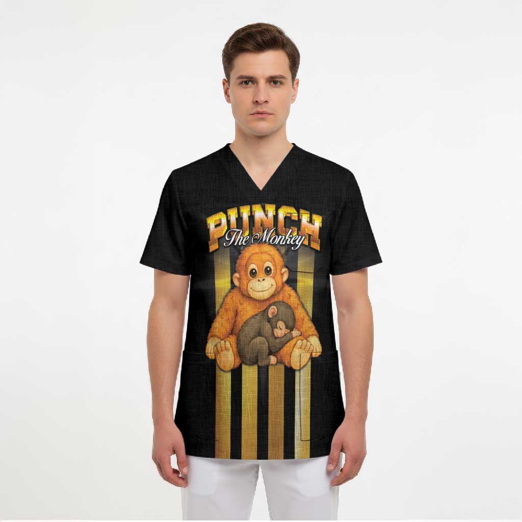Punch The Monkey Scrub Top Team Punch Monkey