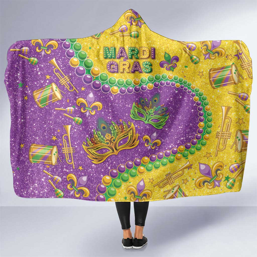 Mardi Gras Is In Our Soul Hooded Blanket Glitter Style