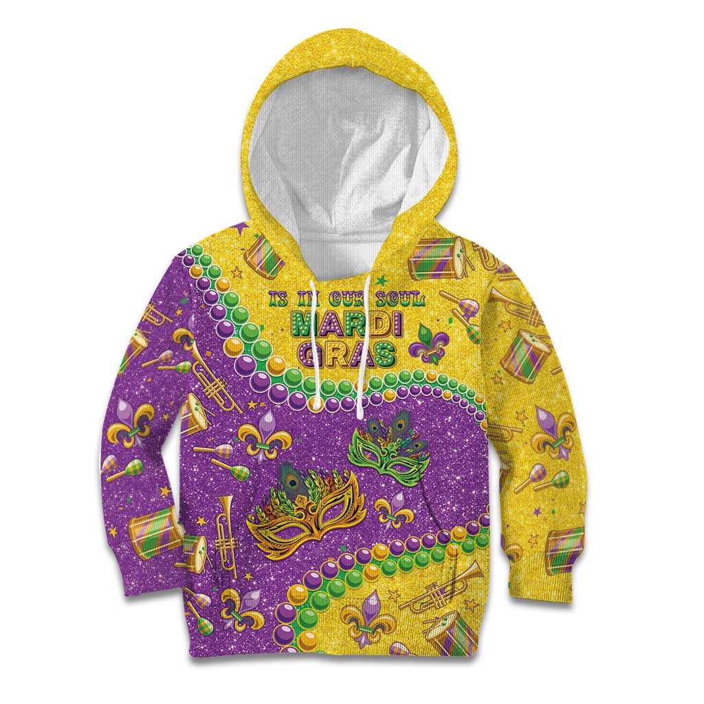 Mardi Gras Is In Our Soul Kid Hoodie Glitter Style