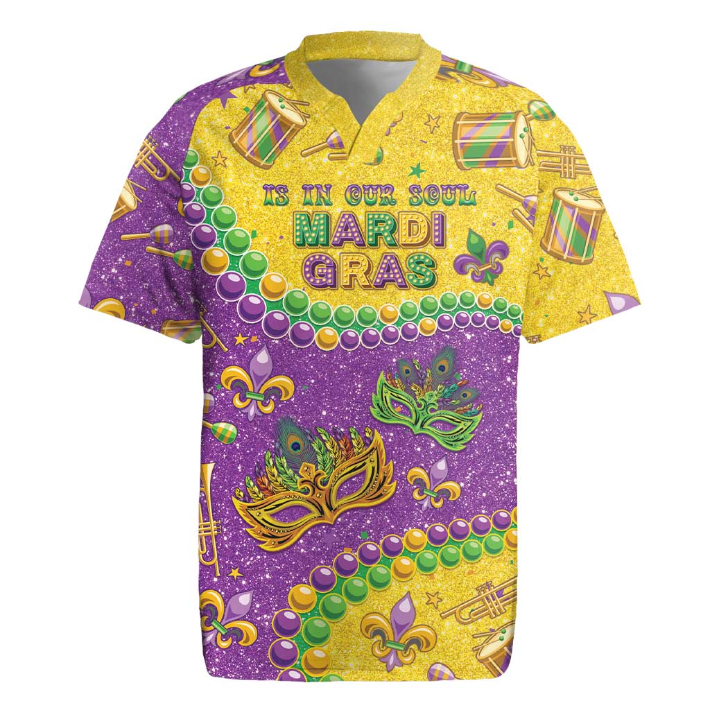 Mardi Gras Is In Our Soul Rugby Jersey Glitter Style LT05 - Wonder Print Shop