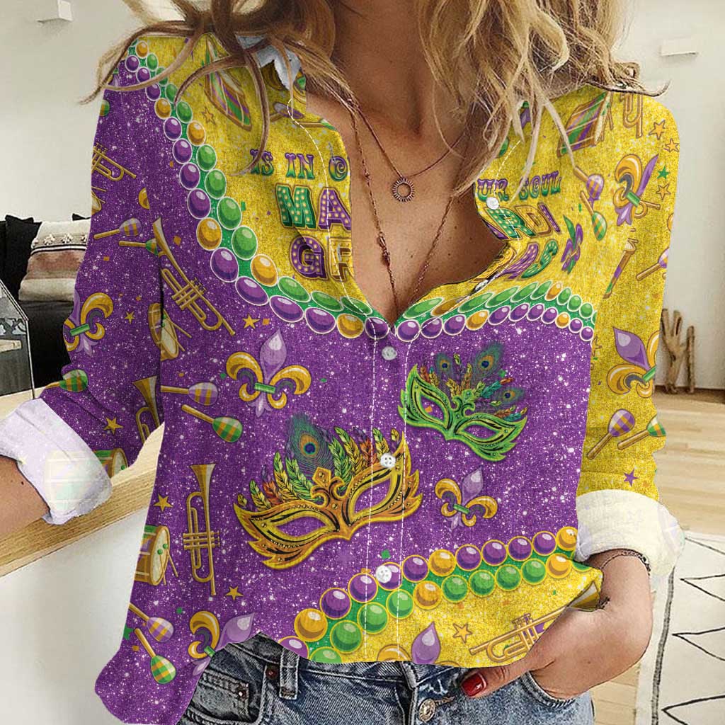 Mardi Gras Is In Our Soul Women Casual Shirt Glitter Style LT05 - Wonder Print Shop