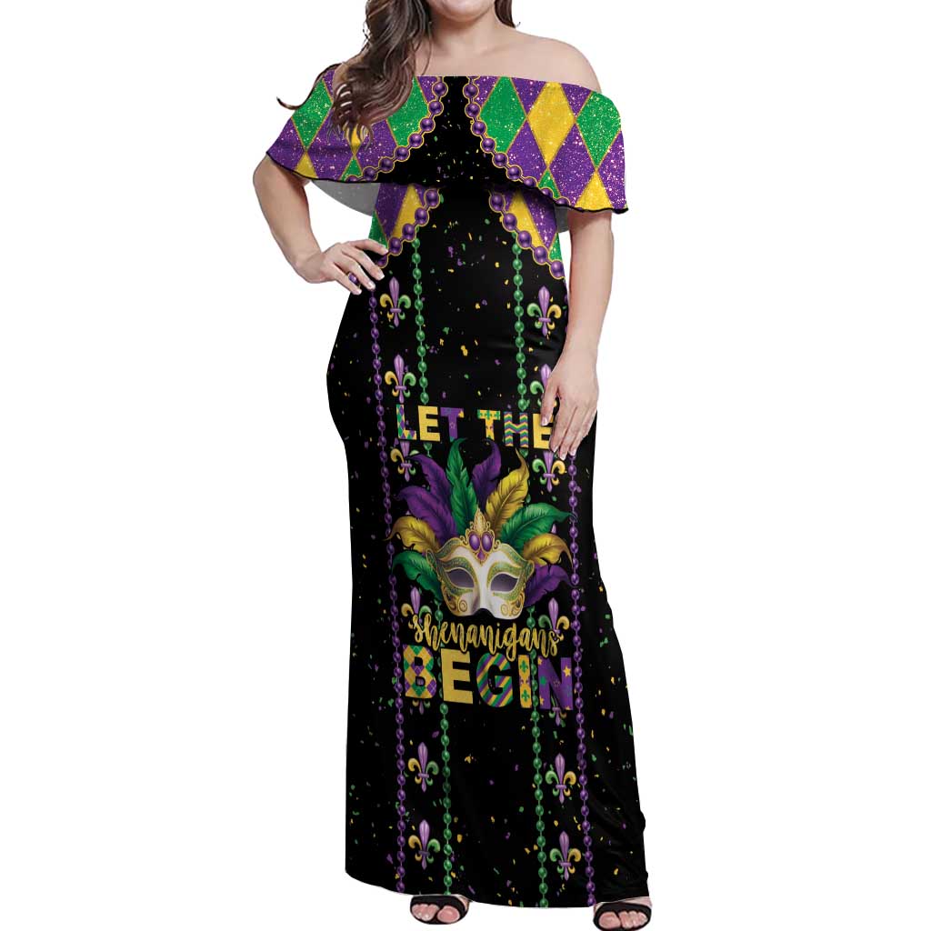 Funny Mardi Gras Off Shoulder Maxi Dress Let The Shenanigans Begin