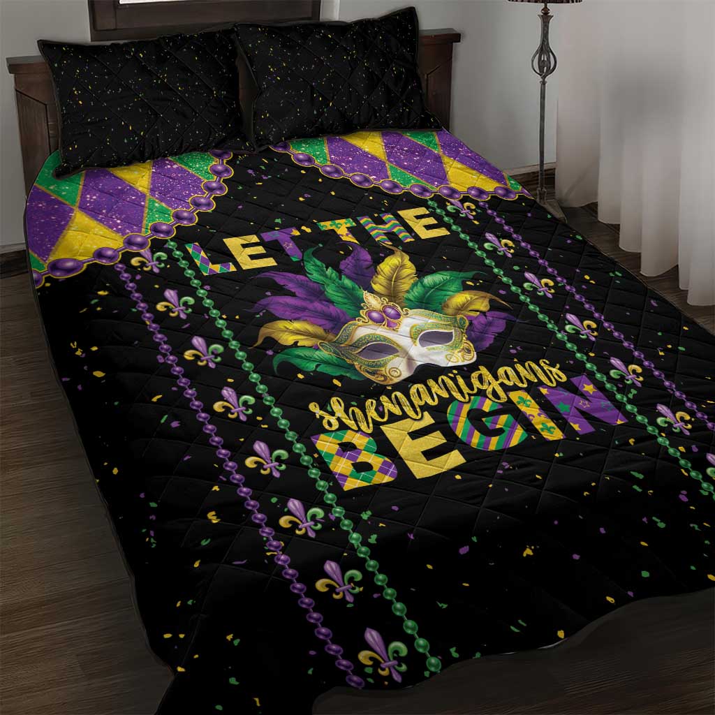 Funny Mardi Gras Quilt Bed Set Let The Shenanigans Begin LT05 - Wonder Print Shop