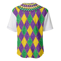 Baseball jersey back panel, multicolor glitter diamond pattern with white sleeves