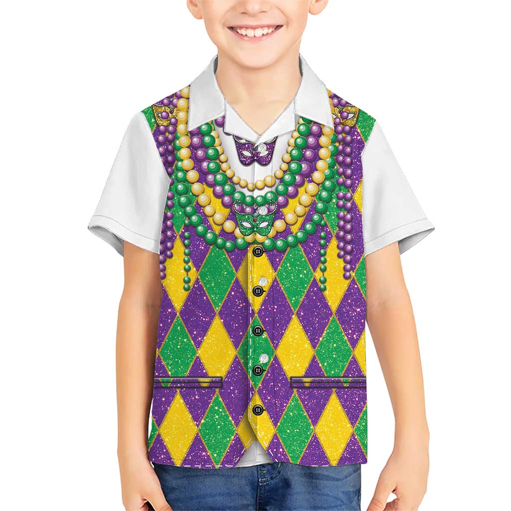 Mardi Gras Kid Hawaiian Shirt Cosplay Costume Glitter Style