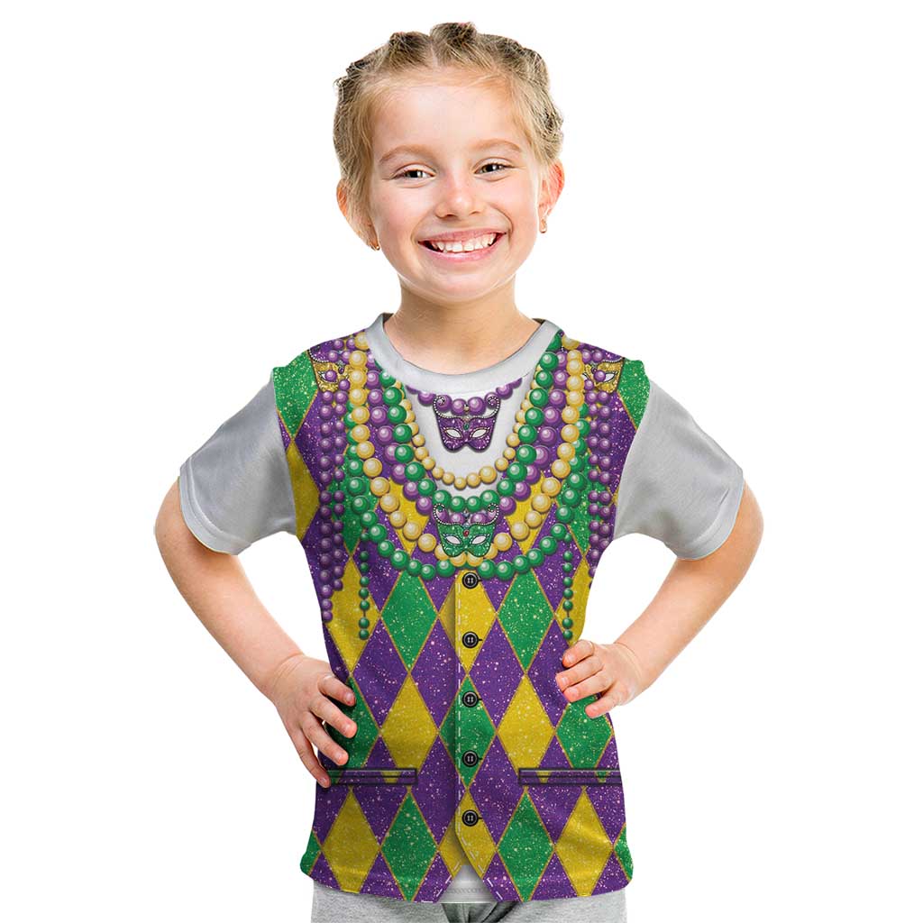 Mardi Gras Kid T Shirt Cosplay Costume Glitter Style