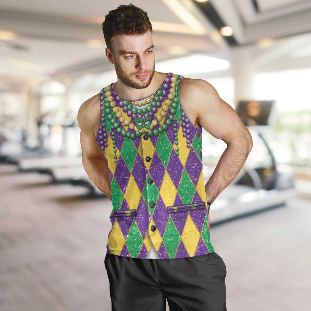 Mardi Gras Men Tank Top Cosplay Costume Glitter Style