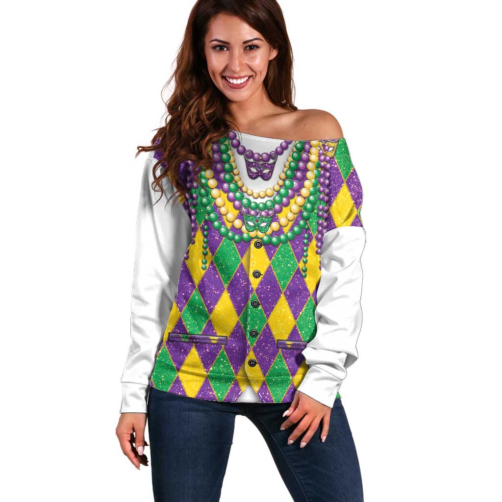 Mardi Gras Off Shoulder Sweater Cosplay Costume Glitter Style