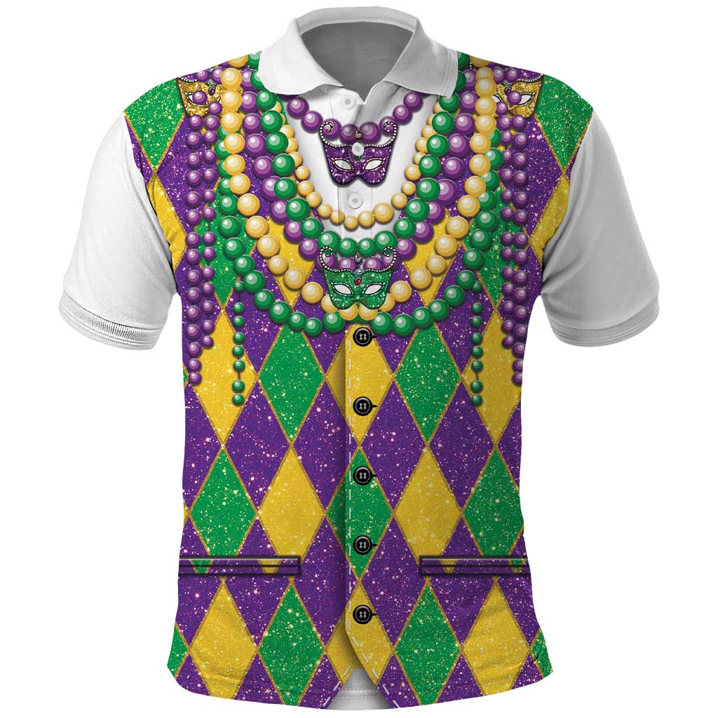 Mardi Gras Polo Shirt Cosplay Costume Glitter Style