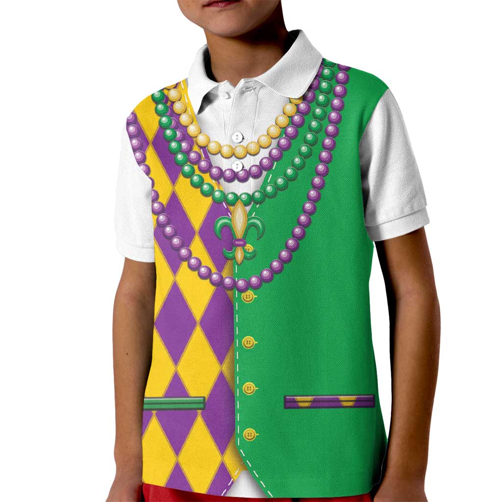 Mardi Gras Kid Polo Shirt Cosplay Costume