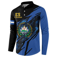 Black and blue button-front sweatshirt with El Salvador crest and sleeve flag
