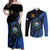 Personalised El Salvador Couples Matching Off Shoulder Maxi Dress and Long Sleeve Button Shirt Coat Of Arm Special Style