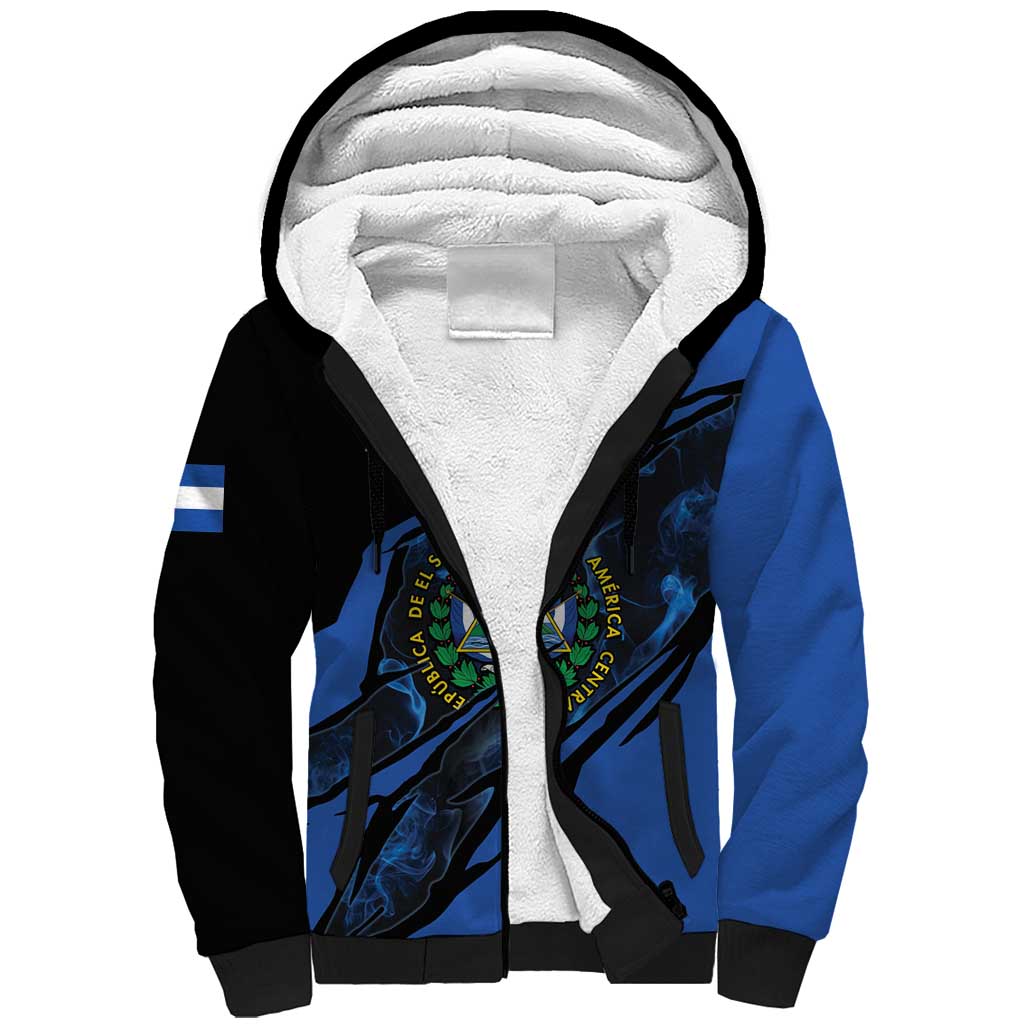 Personalised El Salvador Sherpa Hoodie Coat Of Arm Special Style