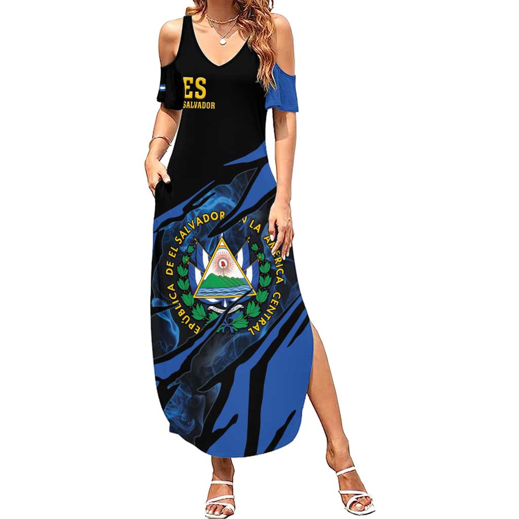 Personalised El Salvador Summer Maxi Dress Coat Of Arm Special Style