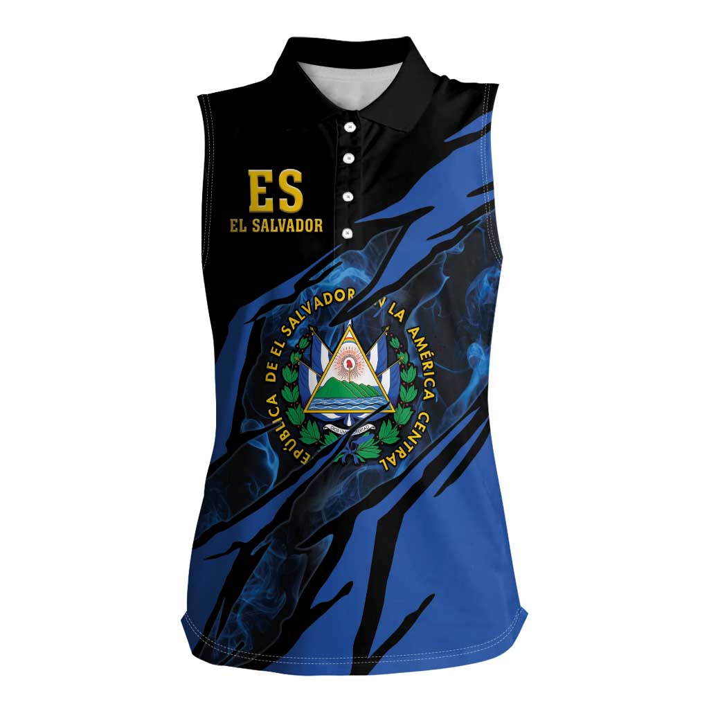 Personalised El Salvador Women Sleeveless Polo Shirt Coat Of Arm Special Style