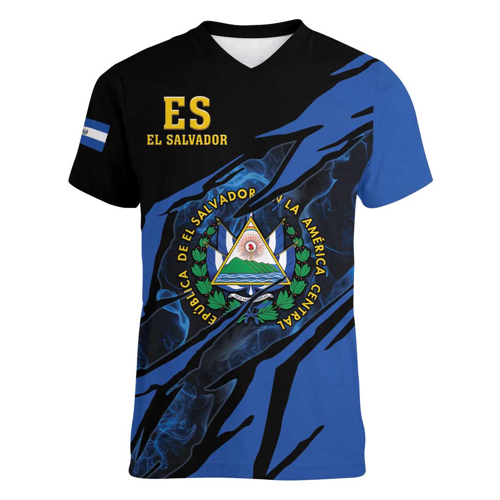 Personalised El Salvador Women V-Neck T-Shirt Coat Of Arm Special Style