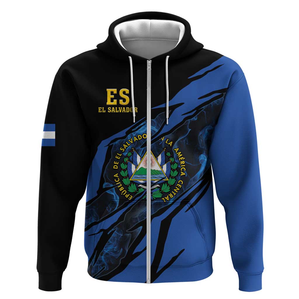 Personalised El Salvador Zip Hoodie Coat Of Arm Special Style