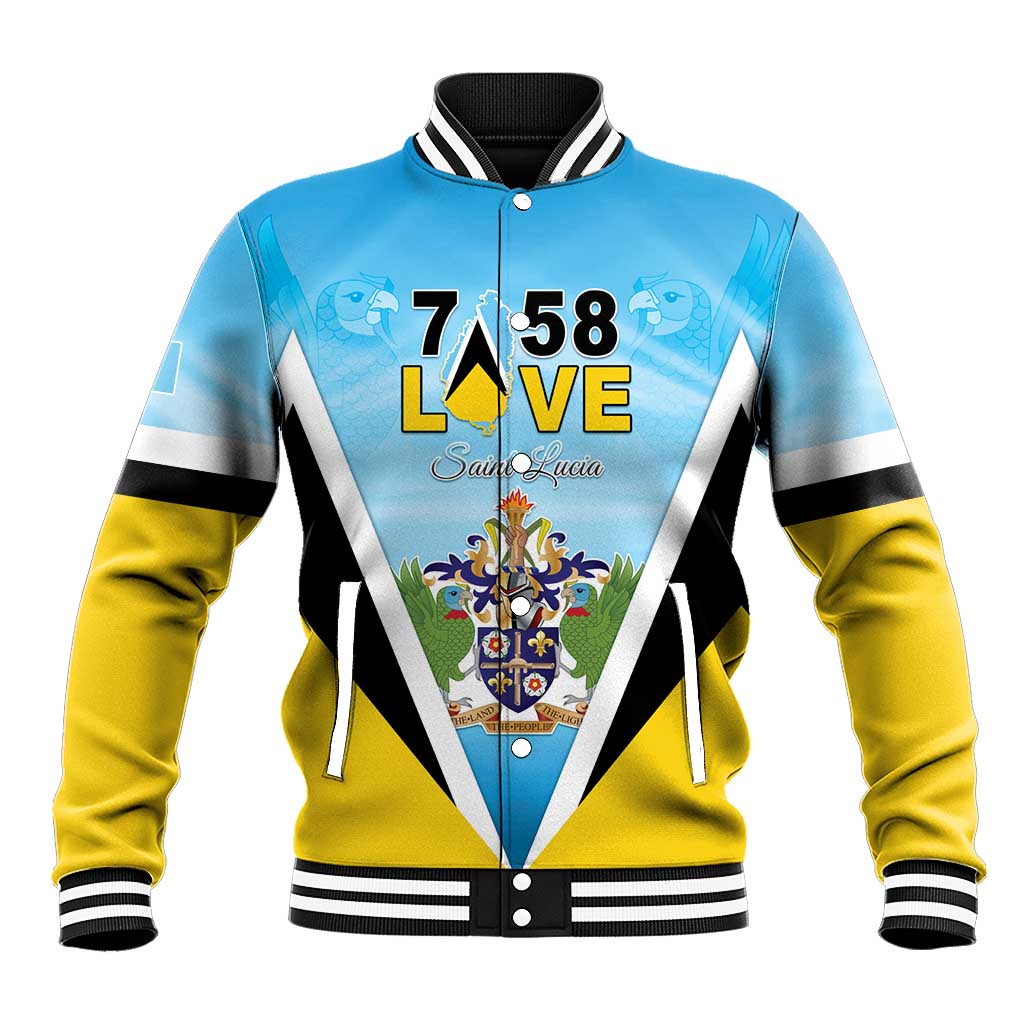 Personalised Saint Lucia 758 Baseball Jacket With Coat Of Arms