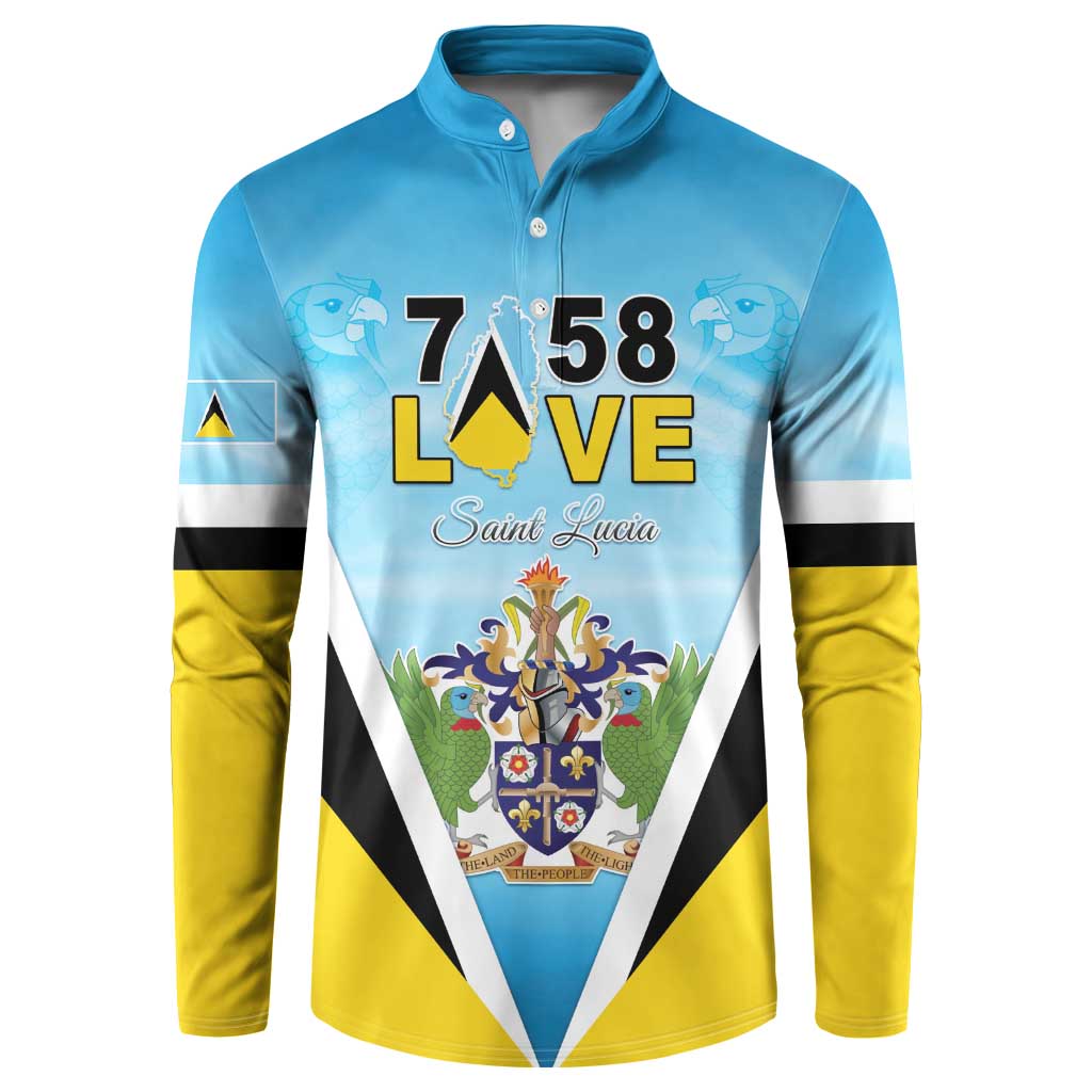 Personalised Saint Lucia 758 Button Sweatshirt With Coat Of Arms