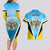 Personalised Saint Lucia 758 Couples Matching Long Sleeve Bodycon Dress and Hawaiian Shirt With Coat Of Arms