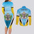 Personalised Saint Lucia 758 Couples Matching Long Sleeve Bodycon Dress and Long Sleeve Button Shirt With Coat Of Arms