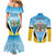 Personalised Saint Lucia 758 Couples Matching Mermaid Dress and Long Sleeve Button Shirt With Coat Of Arms