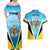 Personalised Saint Lucia 758 Couples Matching Off Shoulder Maxi Dress and Hawaiian Shirt With Coat Of Arms