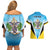 Personalised Saint Lucia 758 Couples Matching Off Shoulder Short Dress and Hawaiian Shirt With Coat Of Arms