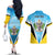 Personalised Saint Lucia 758 Couples Matching Off The Shoulder Long Sleeve Dress and Hawaiian Shirt With Coat Of Arms