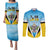 Personalised Saint Lucia 758 Couples Matching Puletasi and Long Sleeve Button Shirt With Coat Of Arms