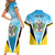 Personalised Saint Lucia 758 Couples Matching Short Sleeve Bodycon Dress and Hawaiian Shirt With Coat Of Arms