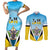 Personalised Saint Lucia 758 Couples Matching Short Sleeve Bodycon Dress and Long Sleeve Button Shirt With Coat Of Arms