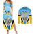 Personalised Saint Lucia 758 Couples Matching Summer Maxi Dress and Long Sleeve Button Shirt With Coat Of Arms