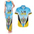 Personalised Saint Lucia 758 Couples Matching Tank Maxi Dress and Hawaiian Shirt With Coat Of Arms