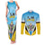 Personalised Saint Lucia 758 Couples Matching Tank Maxi Dress and Long Sleeve Button Shirt With Coat Of Arms