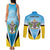 Personalised Saint Lucia 758 Couples Matching Tank Maxi Dress and Long Sleeve Button Shirt With Coat Of Arms