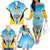 Personalised Saint Lucia 758 Family Matching Off The Shoulder Long Sleeve Dress and Hawaiian Shirt With Coat Of Arms