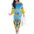 Personalised Saint Lucia 758 Family Matching Off The Shoulder Long Sleeve Dress and Hawaiian Shirt With Coat Of Arms