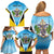 Personalised Saint Lucia 758 Family Matching Off Shoulder Short Dress and Hawaiian Shirt With Coat Of Arms