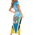 Personalised Saint Lucia 758 Family Matching Short Sleeve Bodycon Dress and Hawaiian Shirt With Coat Of Arms