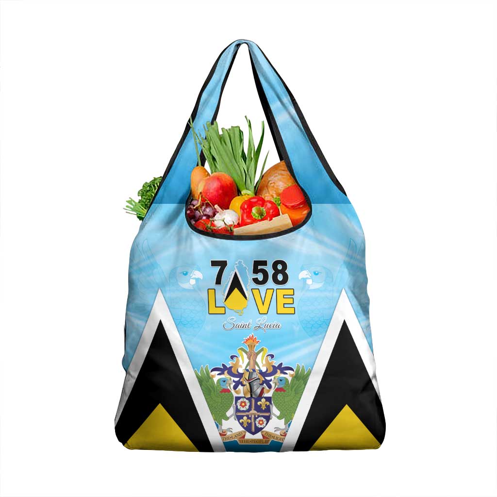 Saint Lucia 758 Grocery Bag With Coat Of Arms