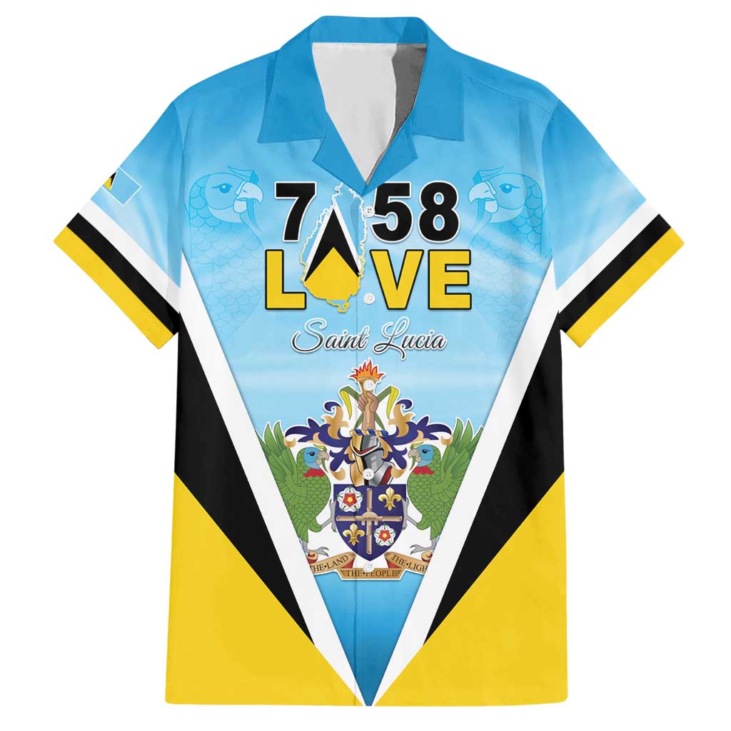 Personalised Saint Lucia 758 Hawaiian Shirt With Coat Of Arms