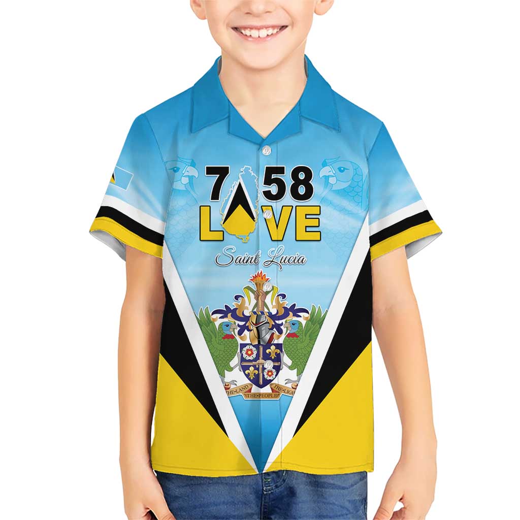 Personalised Saint Lucia 758 Kid Hawaiian Shirt With Coat Of Arms